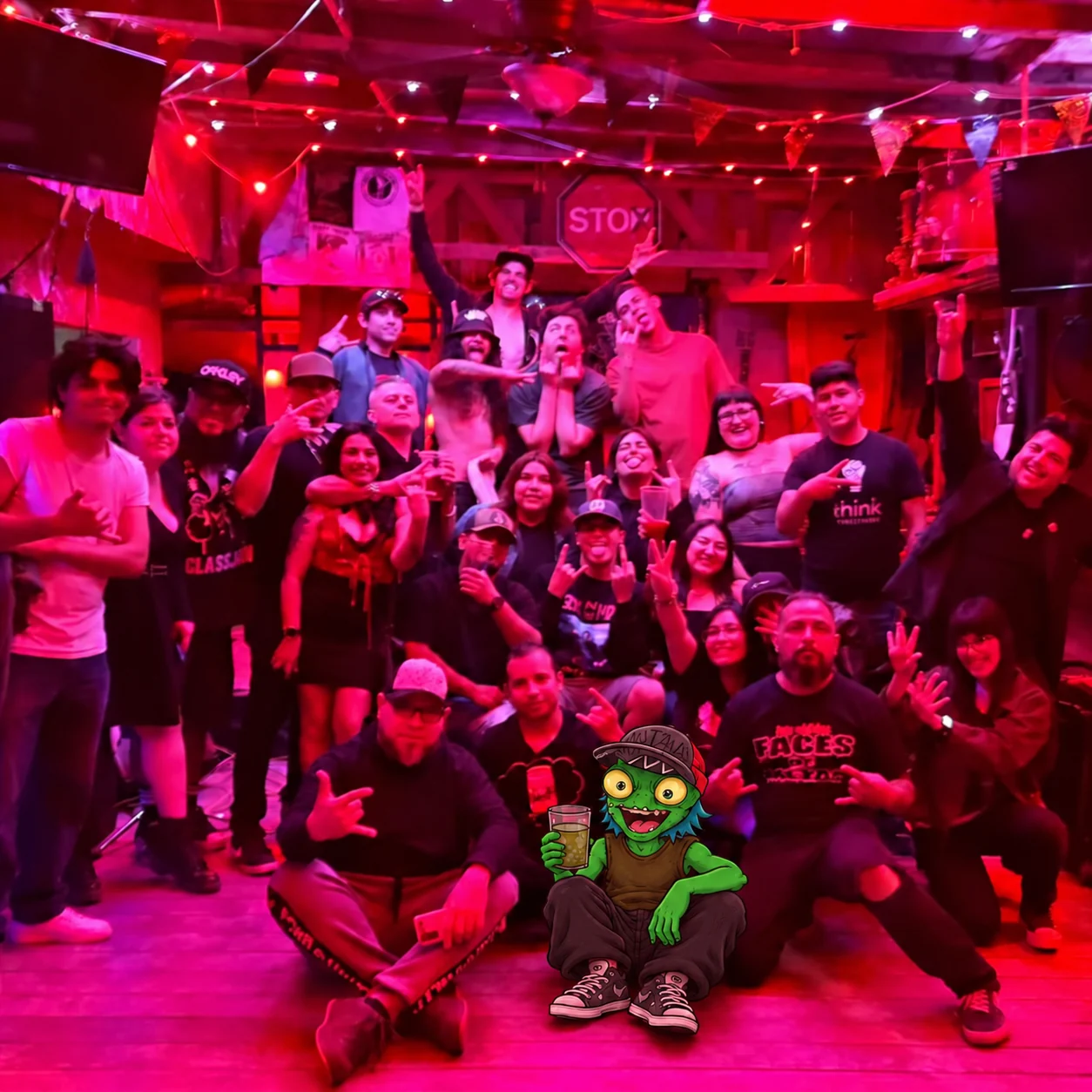 Mutant Beans with their mascot after a show
